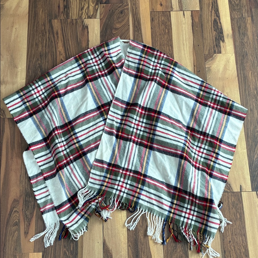 Plaid Fringe Poncho